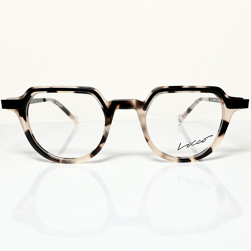 Locco Langden Unisex Eyeglasses Frame in Black/beige - Authentic New
