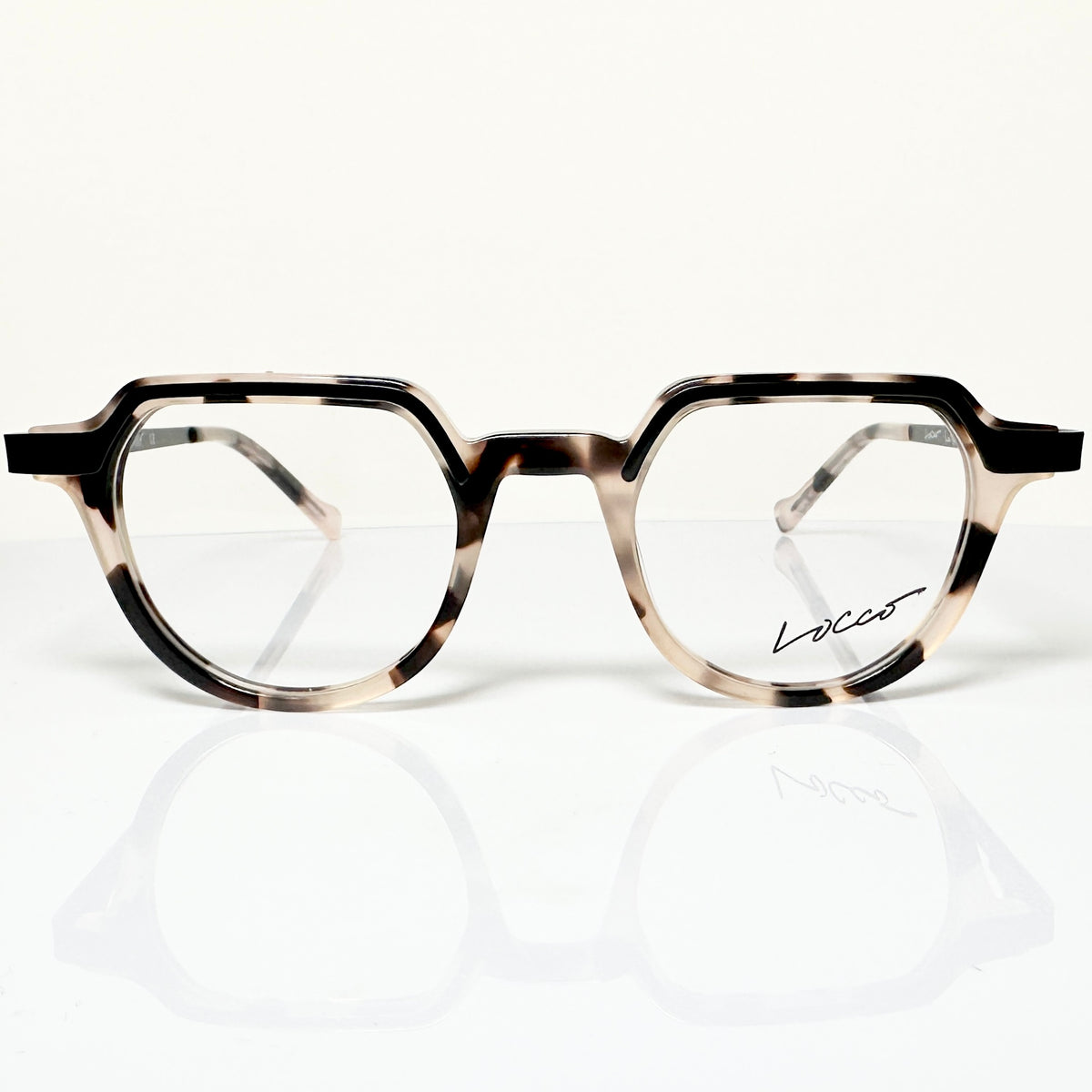 Locco Langden Unisex Eyeglasses Frame in Black/beige - Authentic New