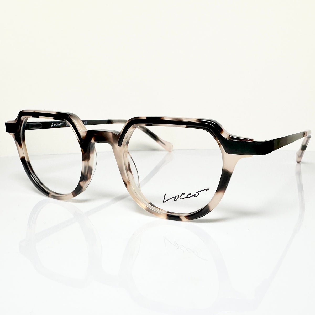 Locco Langden Unisex Eyeglasses Frame in Black/beige - Authentic New