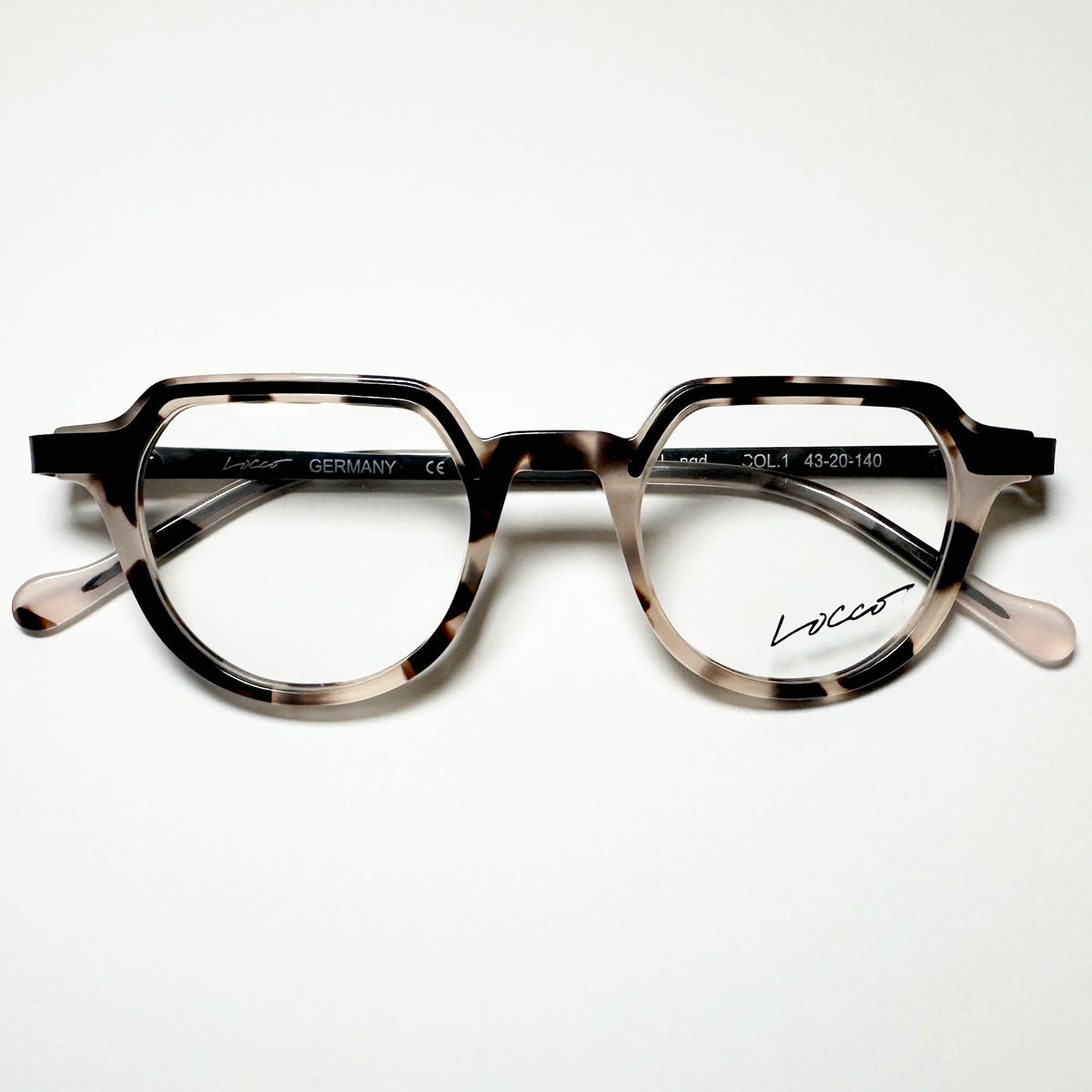Locco Langden Unisex Eyeglasses Frame in Black/beige - Authentic New